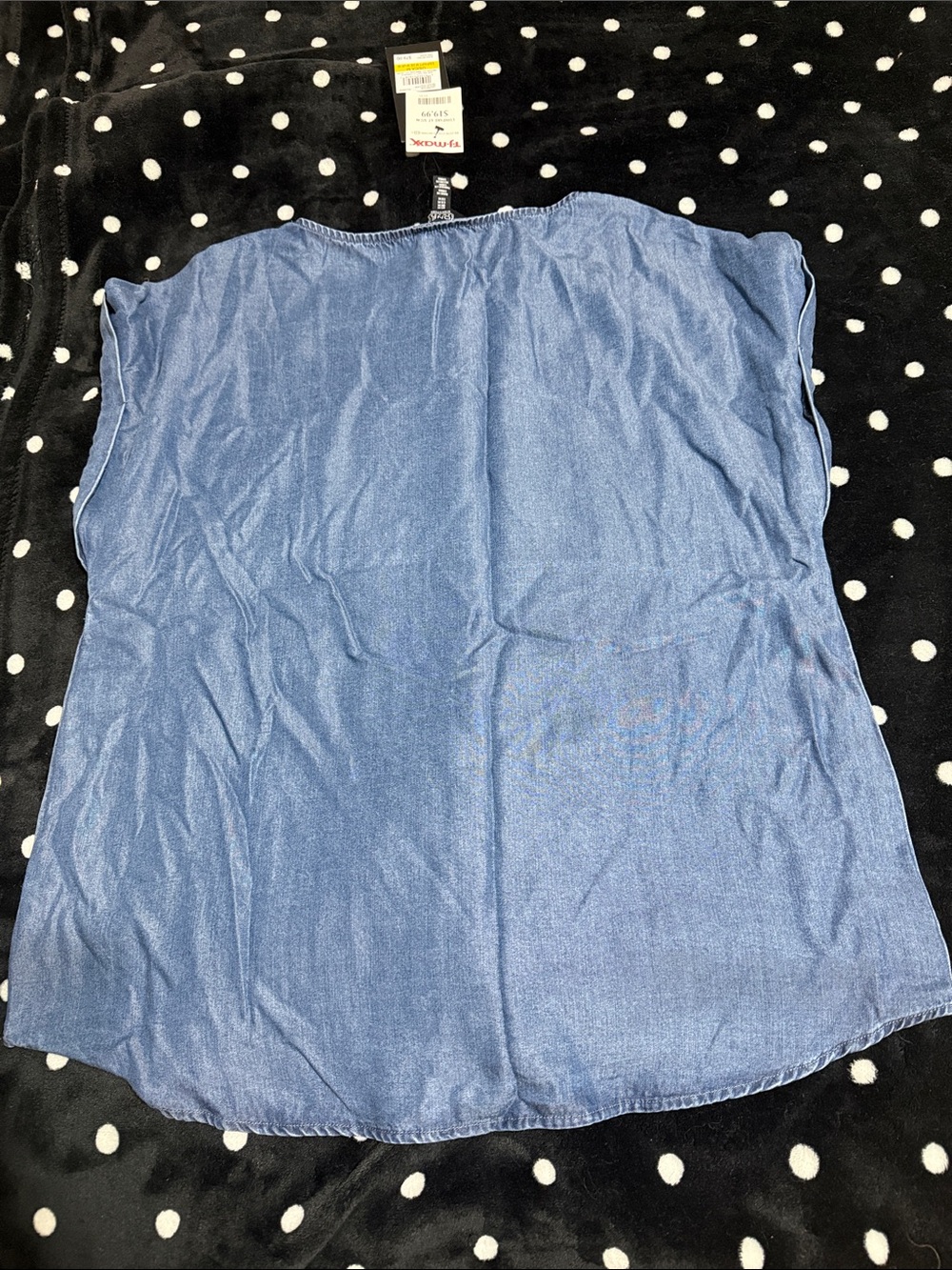 NWT Jones New York Blue Short Sleeve Button-Side Top - Picture 2 of 6